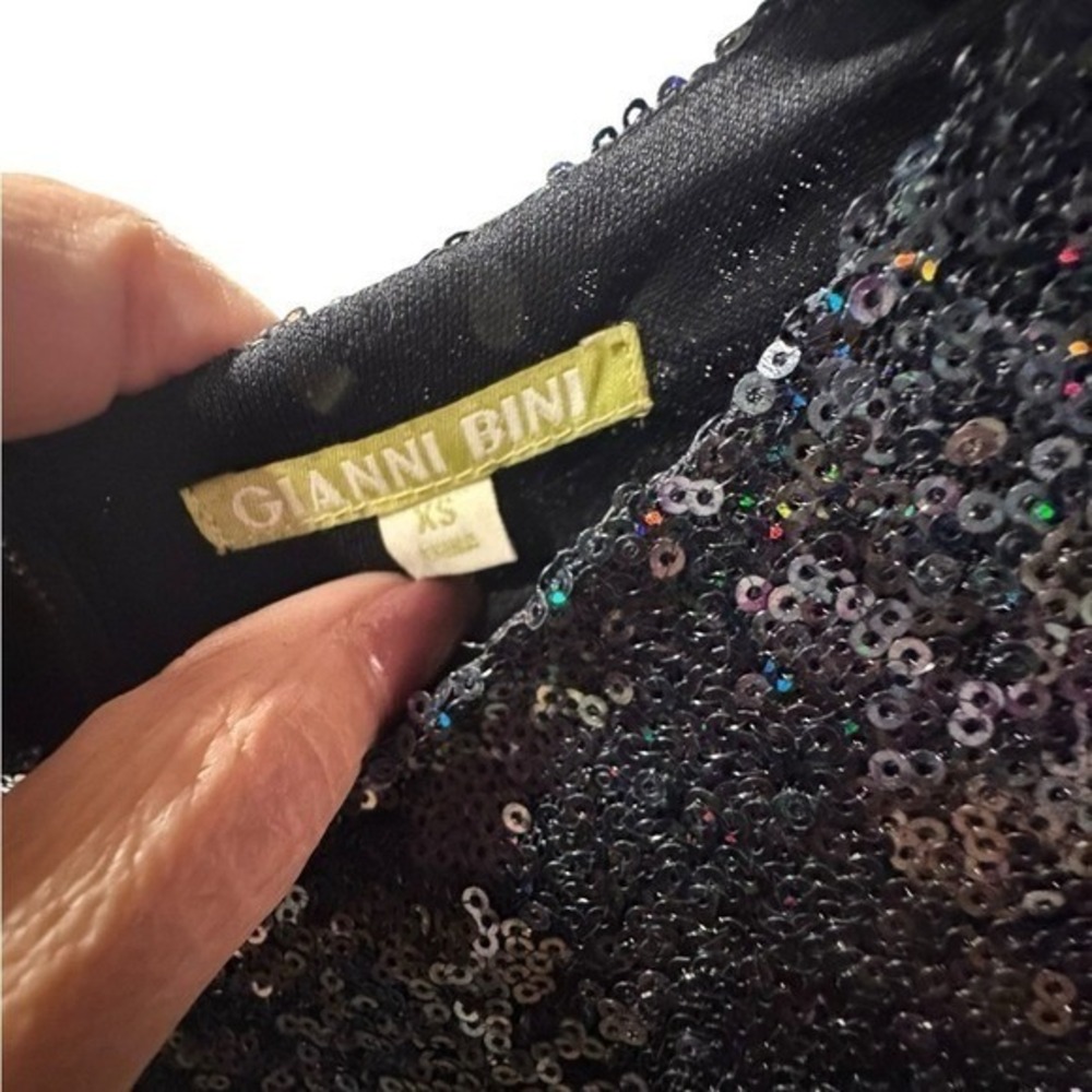 Gianni Bini Womens Black Sequin Sheath Mini Dress Sleeveless Sparkly XS - Picture 6 of 6